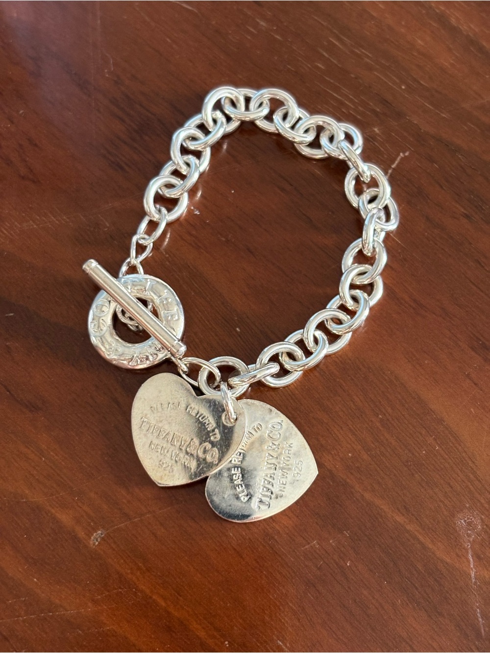 Vintage Classic Tiffany Chain Link Double Heart Bracelet - Picture 3 of 9